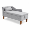 Chaise Longue in Velluto Grigio con Gambe in Legno