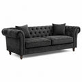 Divano Chesterfield in Velluto Grigio Scuro 3 Posti