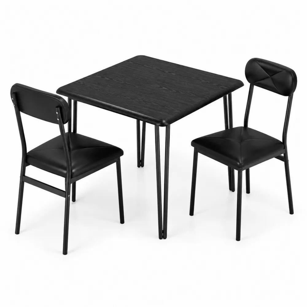 Set Tavolo da Pranzo con Sedie in Legno Composito e Metallo Nero