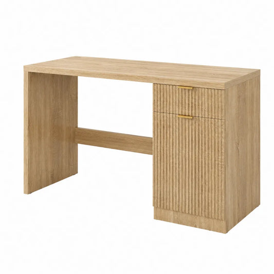 Scrivania rettangolare in legno con cassetto e armadietto
