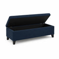 Panca contenitore in velluto blu 120 cm