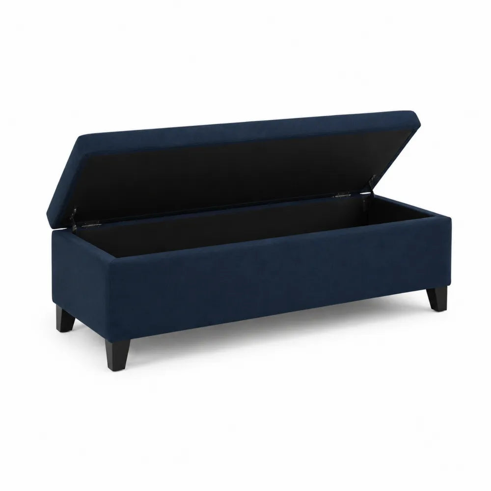 Panca contenitore in velluto blu 120 cm