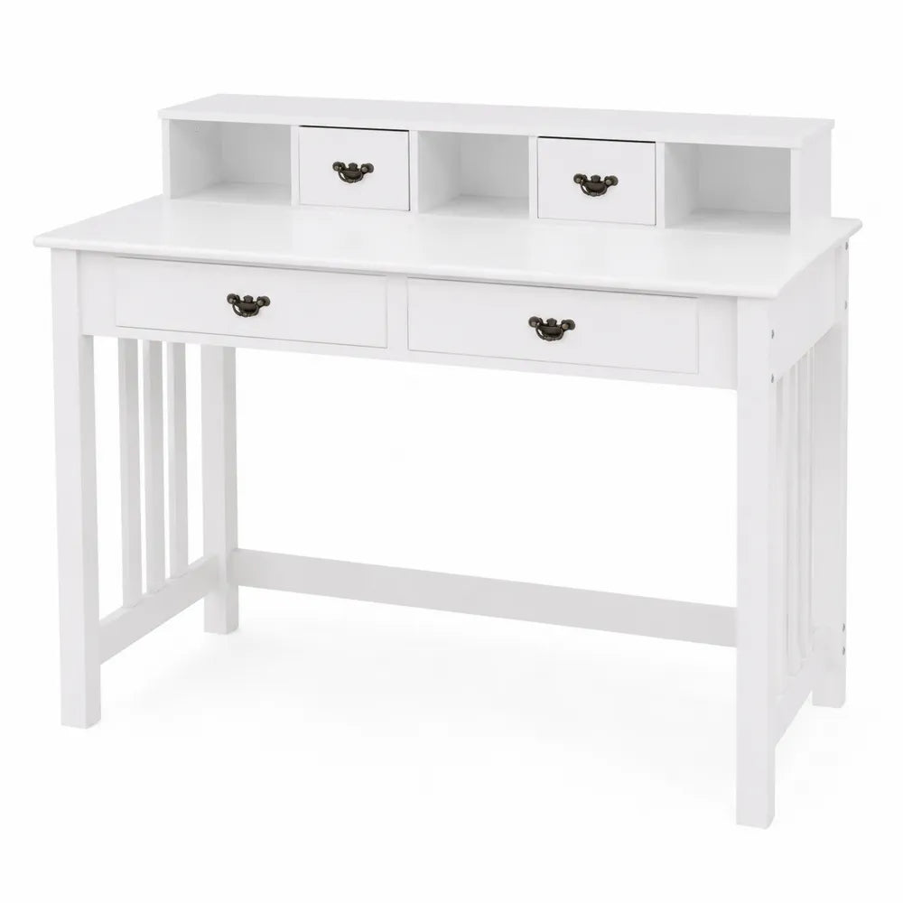 Scrivania in Legno Bianco con Cassetti in MDF