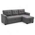 Divano angolare in tessuto Grigio con chaise longue trasformabile