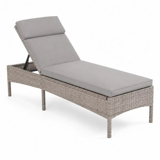 Sdraio in Rattan Sintetico con Cuscino Grigio